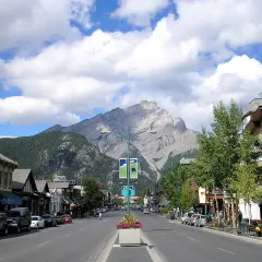 Banff Avenue with Cascade Mountain behind