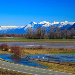 The Cascade Mountains south of Chilliwack, with Mount Cheam