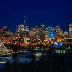 Downtown Edmonton skyline at night