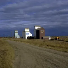 Historic grain elevators in Rimbey