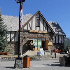 The historic information building in Banff