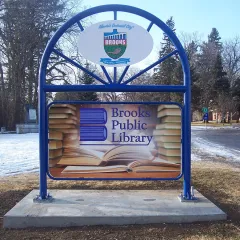 The Brooks Public Library sign