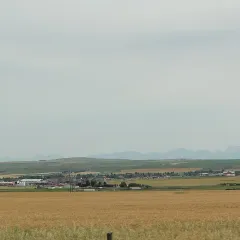 Pincher Creek with the mountains to the south
