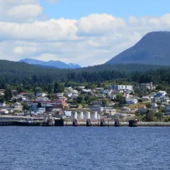 Powell River looking across the Strait of Georgia