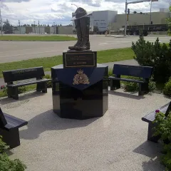 The "We Remember" RCMP memorial statue in Whitecourt