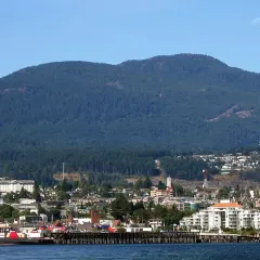The Nanaimo skyline with Mount Benson behind