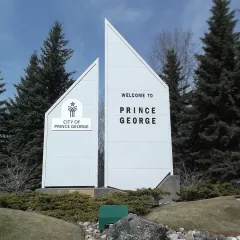 The Prince George welcome sign