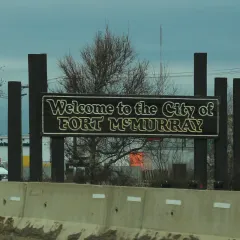 Welcome to Fort McMurray sign on Highway 63