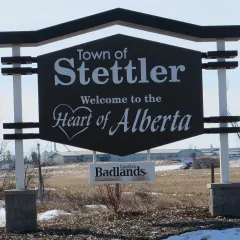 The Town of Stettler boundary sign